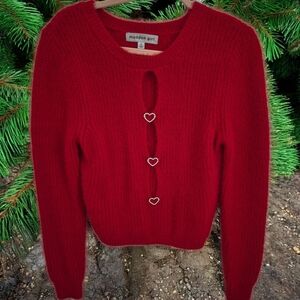 Madden Girl Red Sweater with cutouts & Heart Buttons *Revealing*